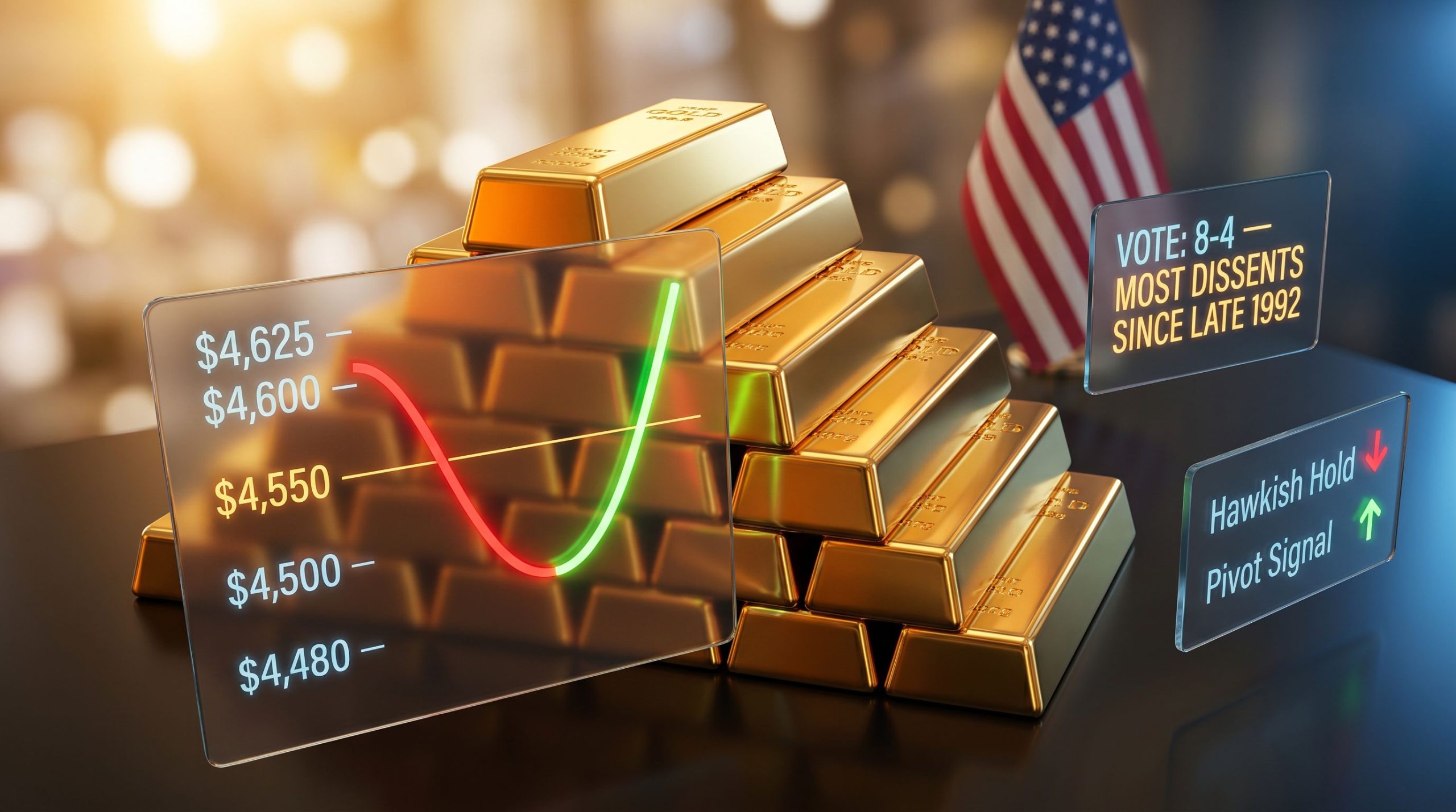 Chart analyzing the pressure of the hawkish FOMC stance on gold prices