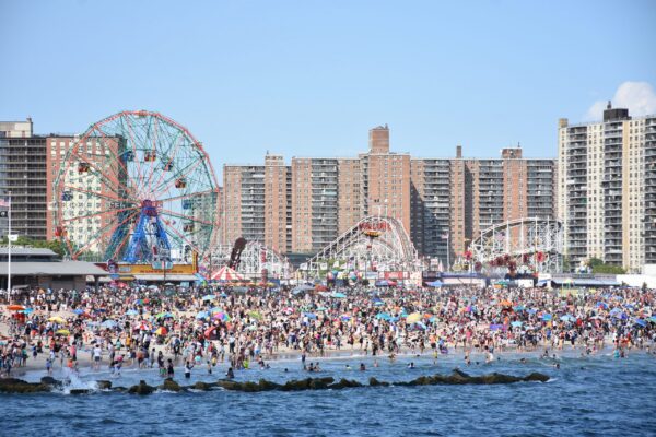Coney Island amusement park and beach — the type of venue where drone overflight restrictions are being requested