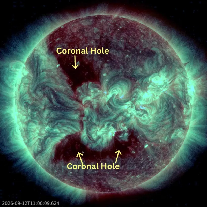 Solar imagery showing coronal holes