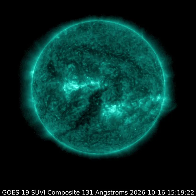 Solar activity image showing a large sunspot region