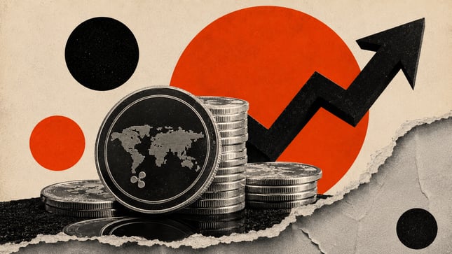 XRP price chart showing recent volatility and correction from peak