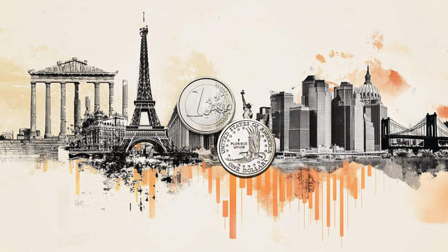 Chart showing EUR/USD exchange rate decline amid Fed rate signals