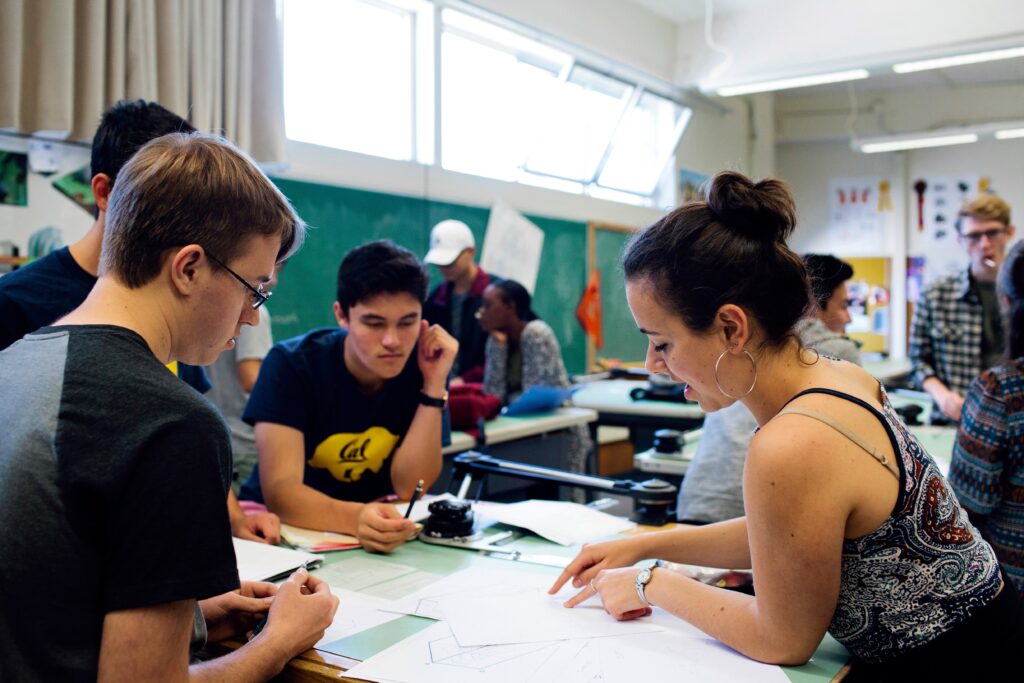 High school classroom with technology