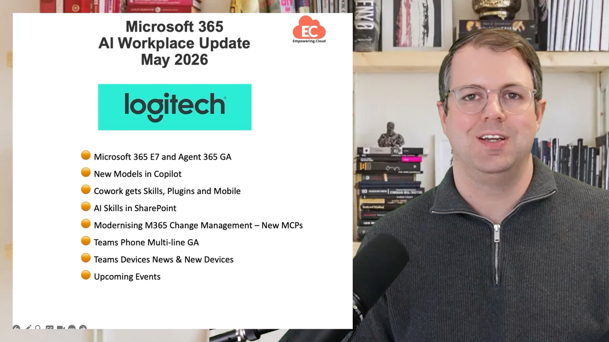 Microsoft 365 AI workplace update banner for May 2026