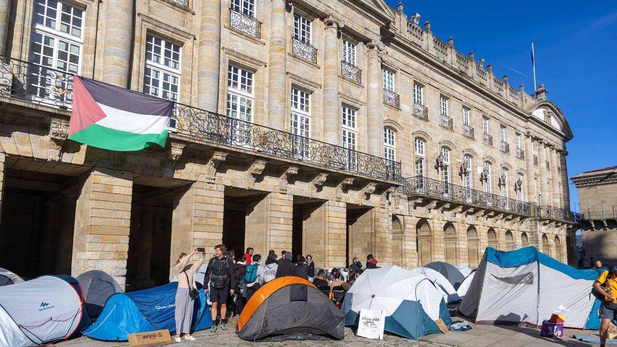 Housing protest encampment in Santiago de Compostela
