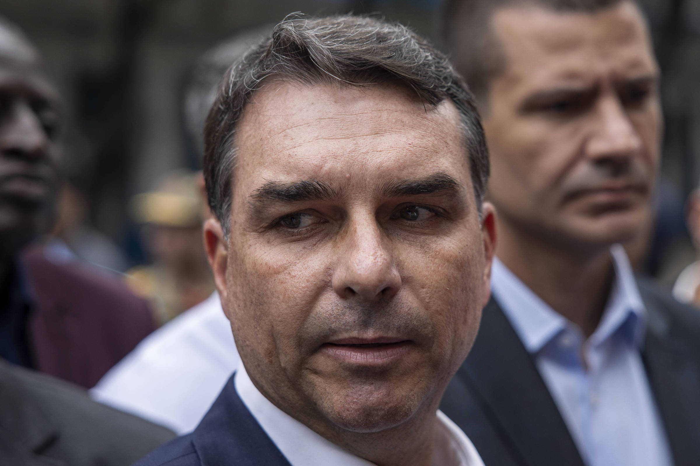 2026년 5월 15일 Rio de Janeiro의 PM 본부에 있는 Flávio Bolsonaro