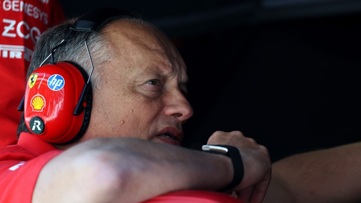Ferrari team principal Frédéric Vasseur analyzing the situation