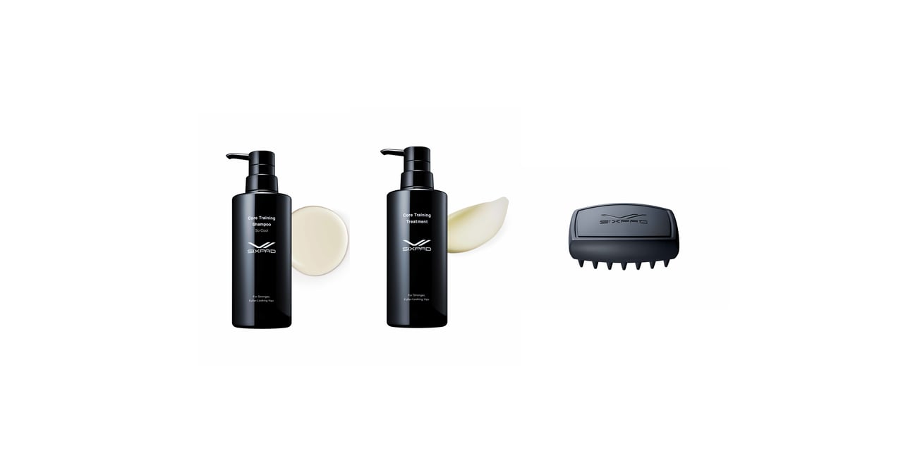 SIXPAD hair care line by MTG featuring three training-focused haircare items
