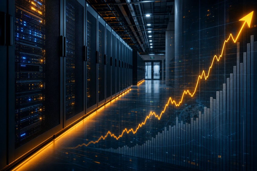 Chart comparing AWS, Azure, and Google Cloud market positions and AI workload share