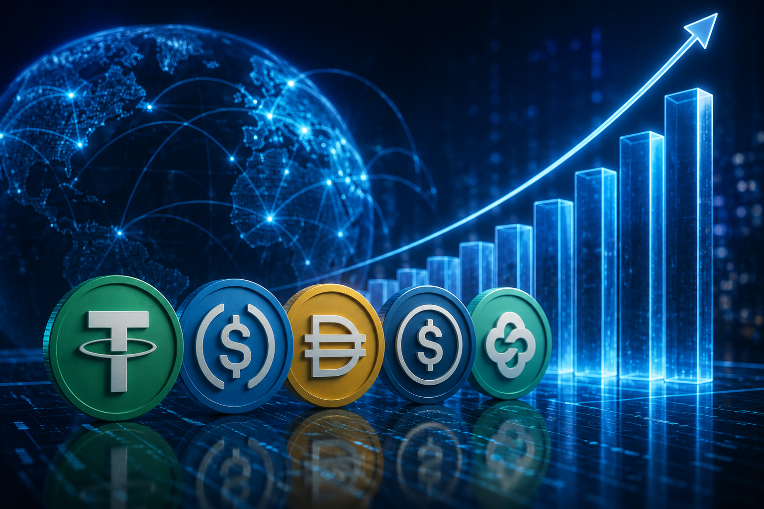 Stablecoin market composition showing USDT's dominance and USDC's rapid growth in 2026