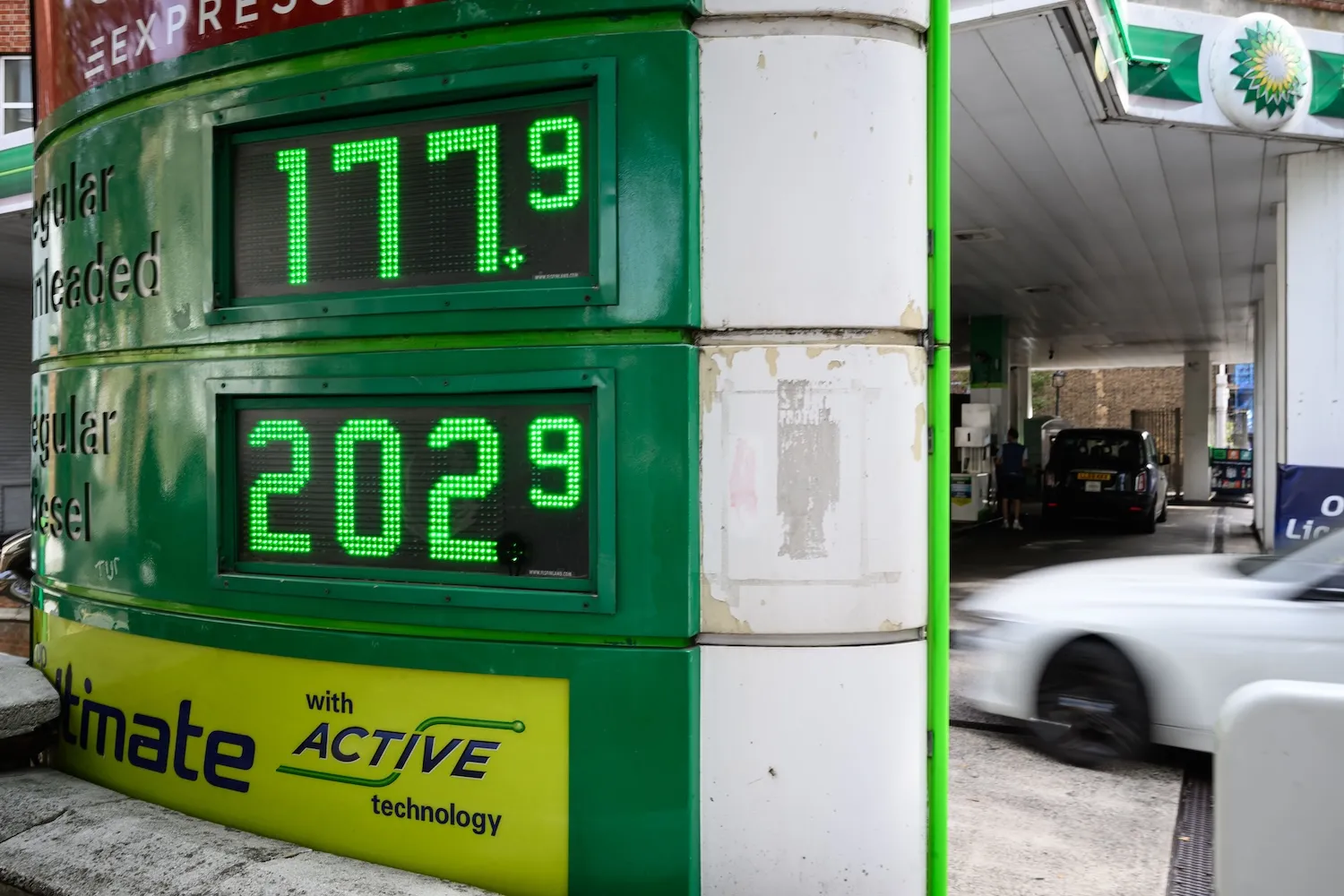 Gas station prices reflecting energy market volatility