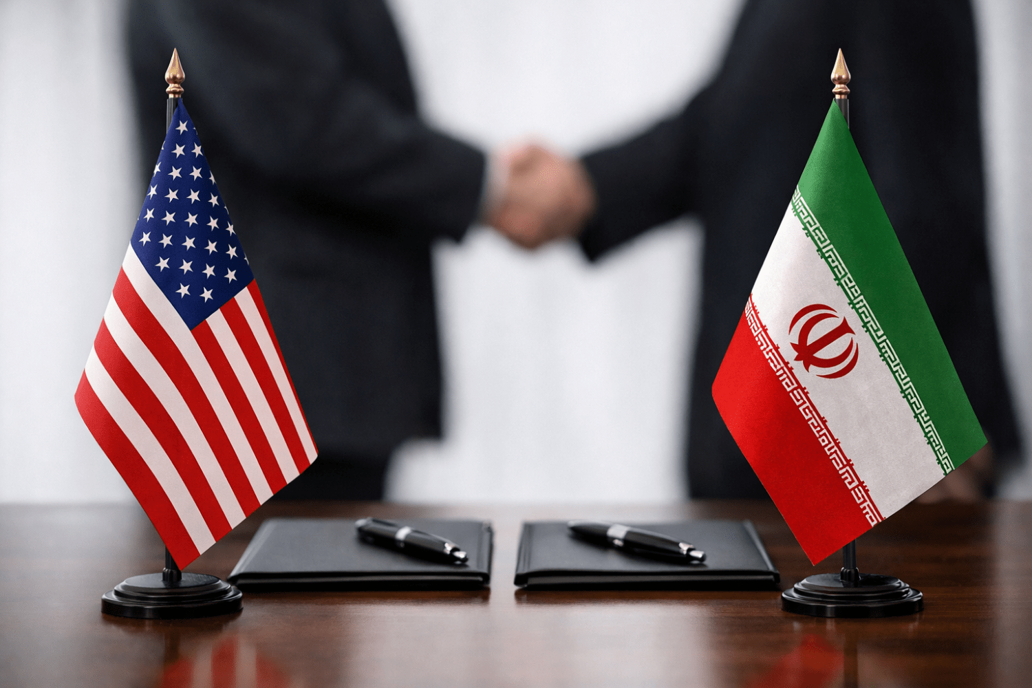 US-Iran diplomatic handshake imagery
