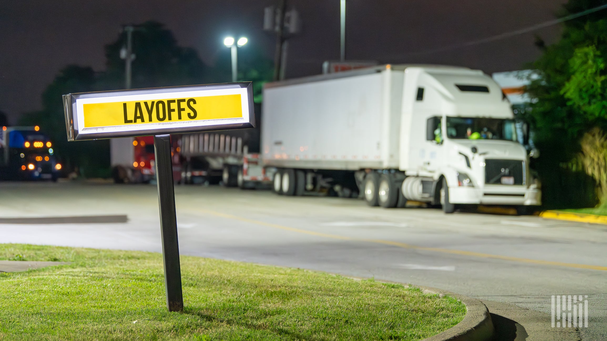 FreightWaves headline image showing freight layoffs in May 2026