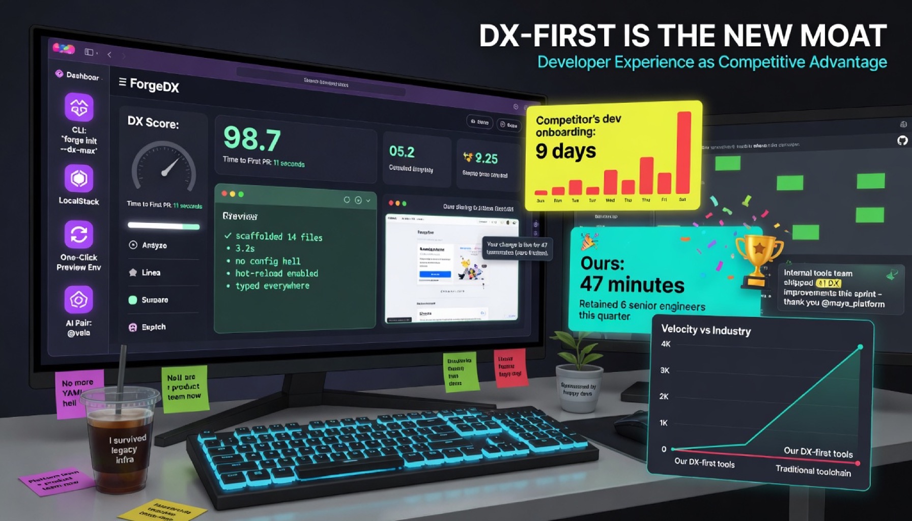Cover image for an article on DX-first strategy and competitive moats