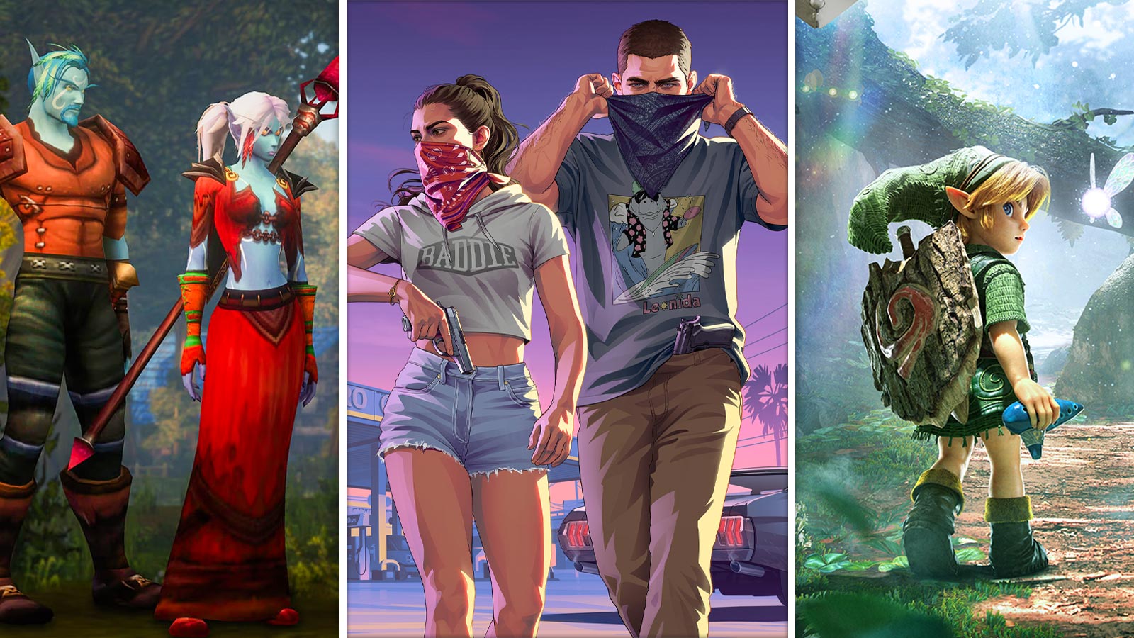 Cover art for World of Warcraft: Forever, GTA 6, and The Legend of Zelda
