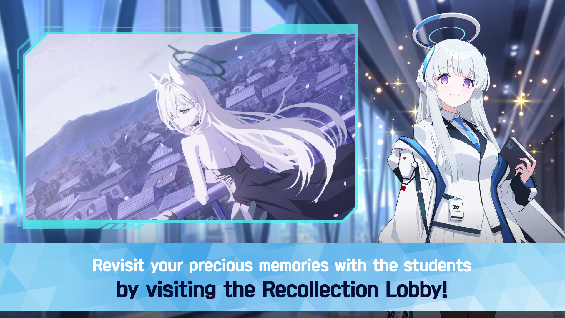 Blue Archive recollection lobby art accompanying the gacha changes announcement