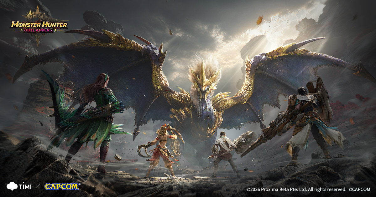 Monster Hunter Outlanders key art featuring Ruger and Aidal hunters