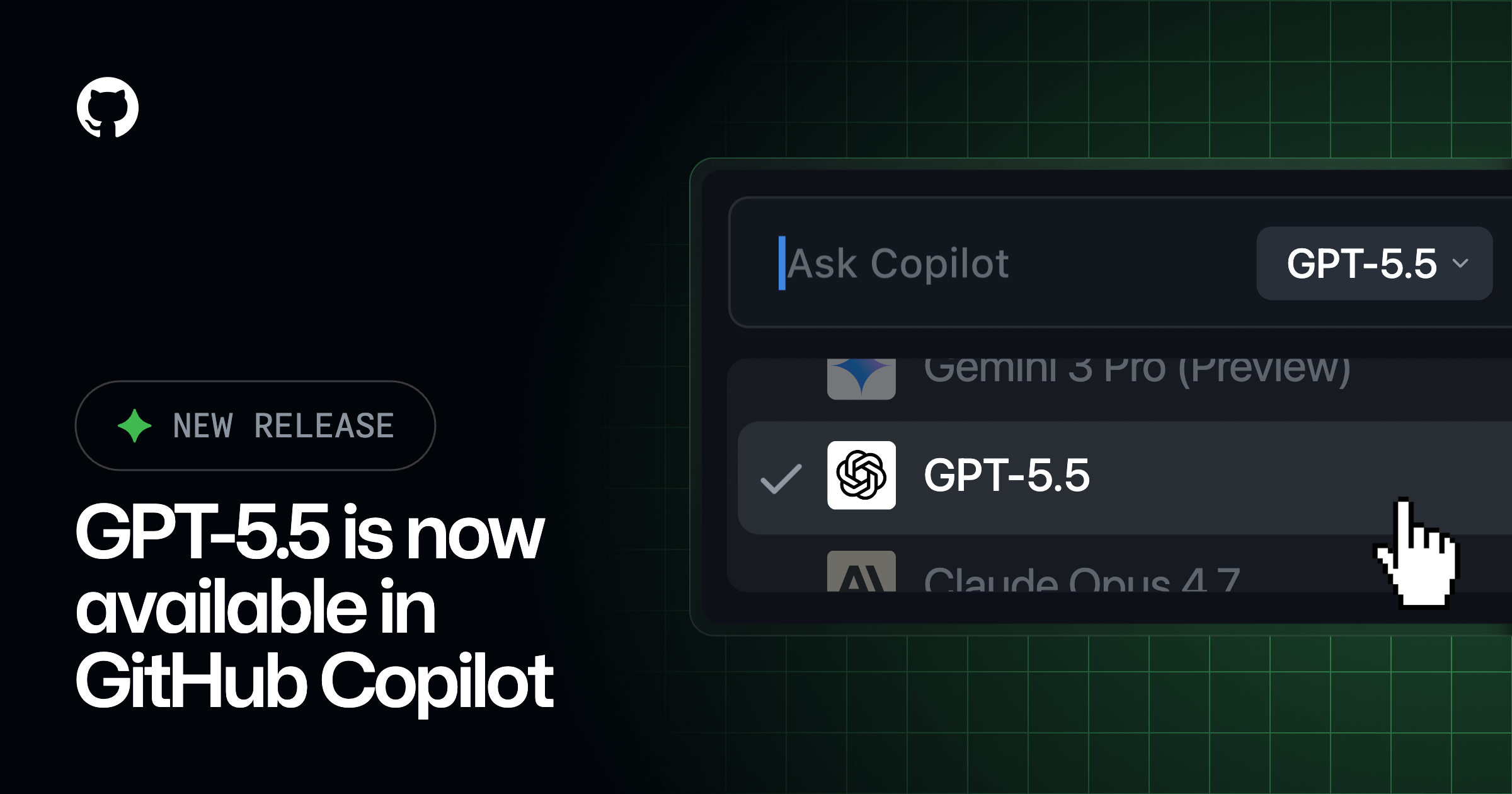 GPT-5.5 is now available on GitHub Copilot — screenshot from the GitHub Changelog post