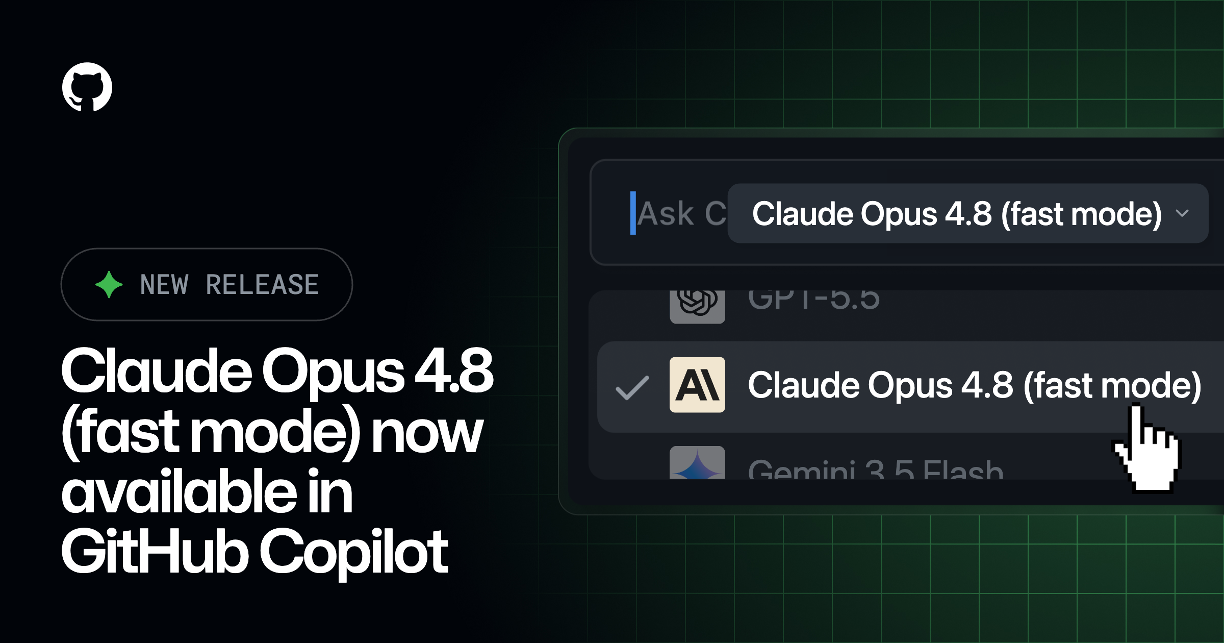 Claude Opus 4.8 fast mode in GitHub Copilot preview interface