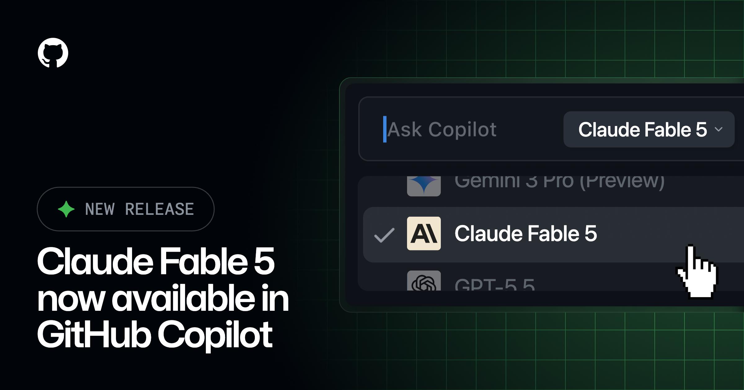 Claude Fable 5 model card in GitHub Copilot changelog