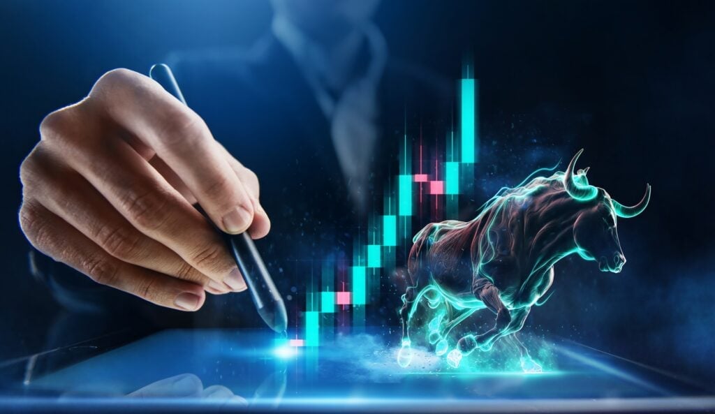 Tabellone di Piazza Affari con il FTSE MIB in ascesa