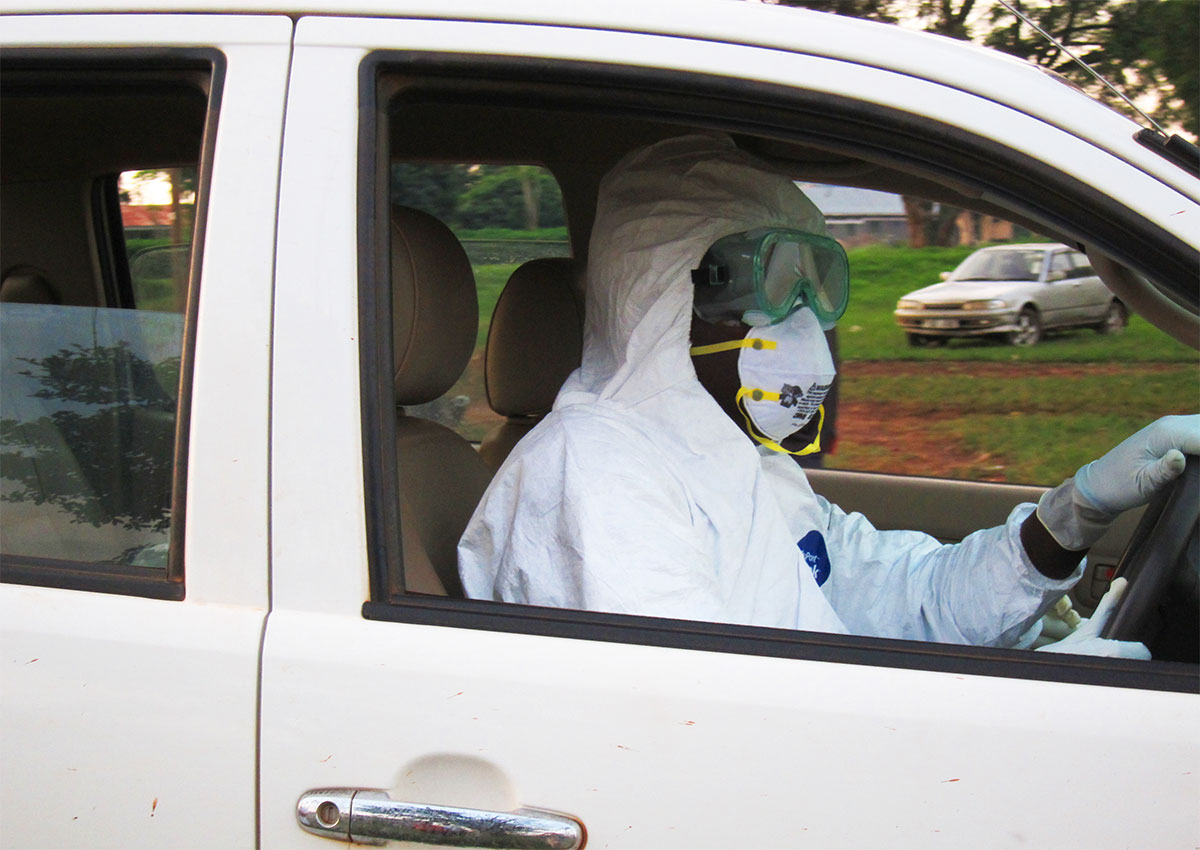Ebola emergency responder in full PPE equipment