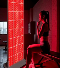 Red light therapy setup in professional recovery suite