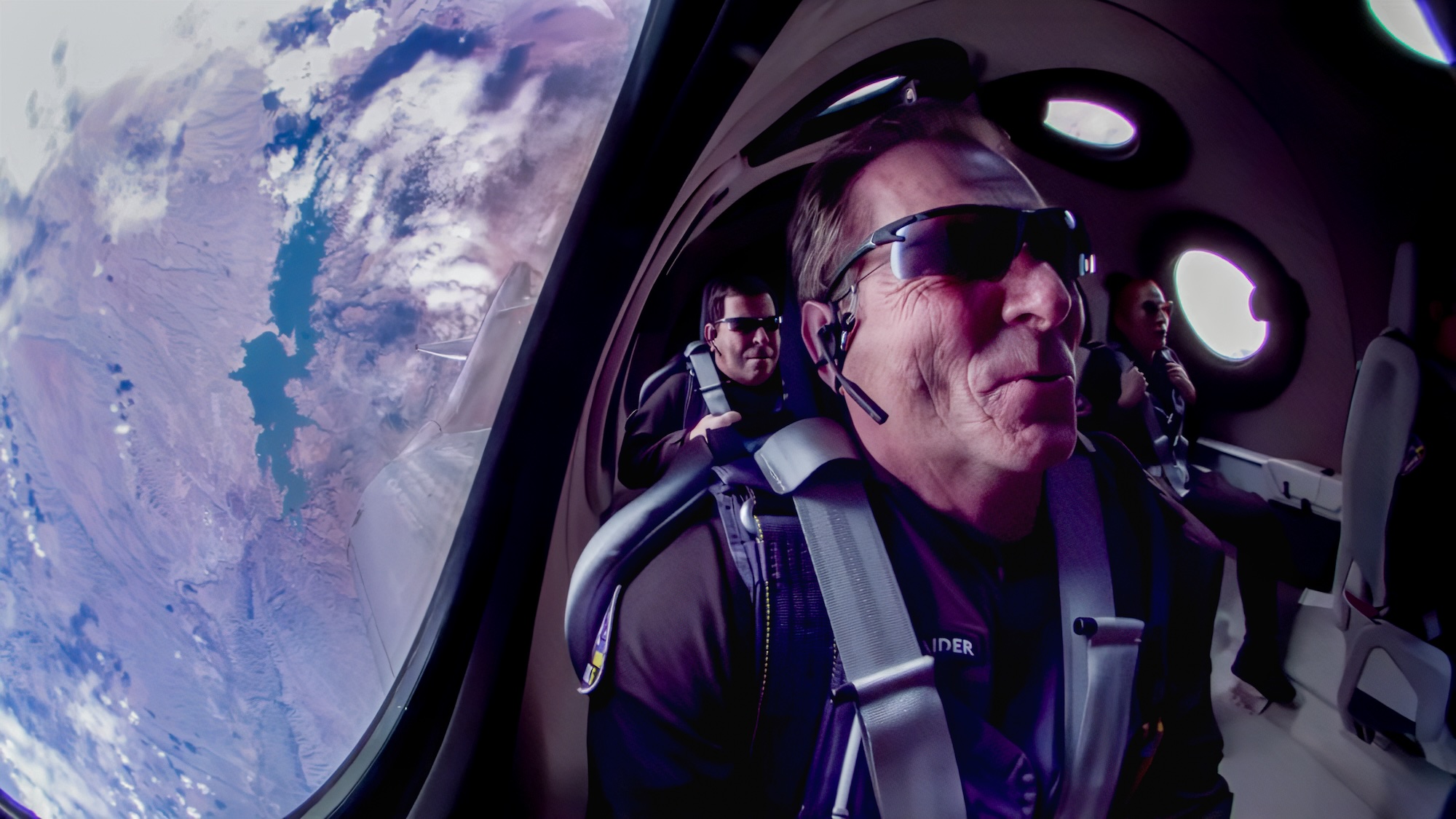 Earth as seen from space, evoking the view Virgin Galactic passengers will experience