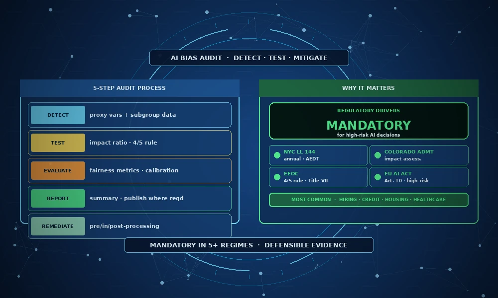Visual showing state-by-state AI bias audit liability variations