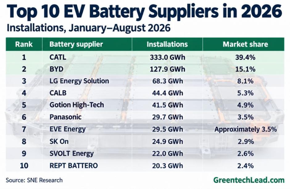 Global EV battery supplier ranking illustration