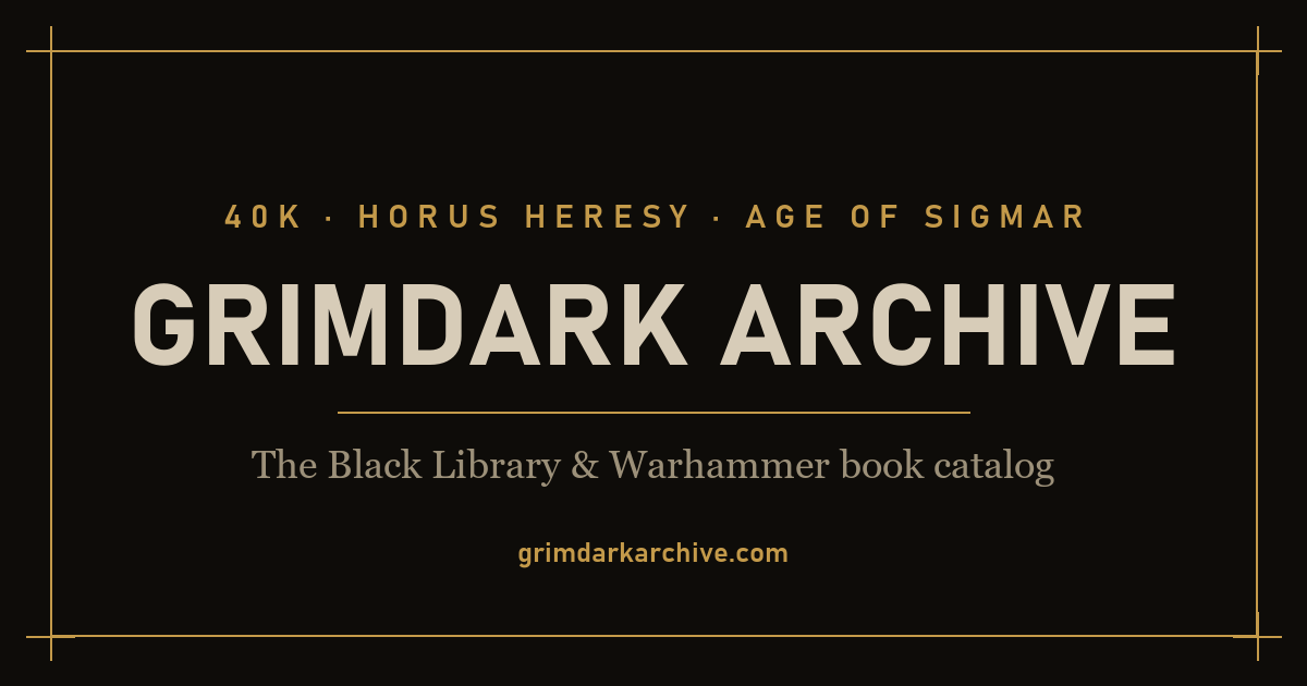 Grimdark Archive logo and catalog interface