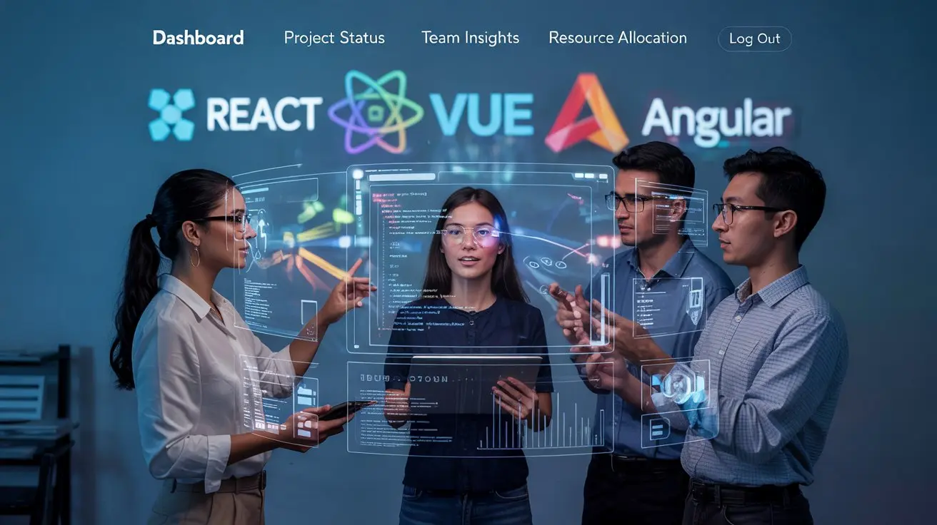 React vs Vue vs Angular 2026 comparison infographic