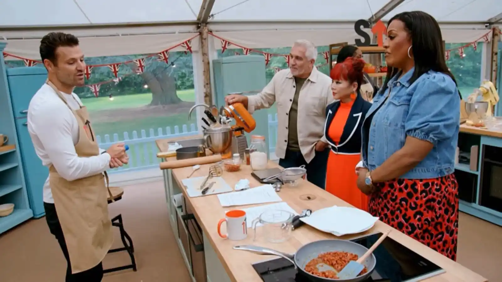 The Great Celebrity Bake Off 2026 Episode 4 celebrity lineup in the tent