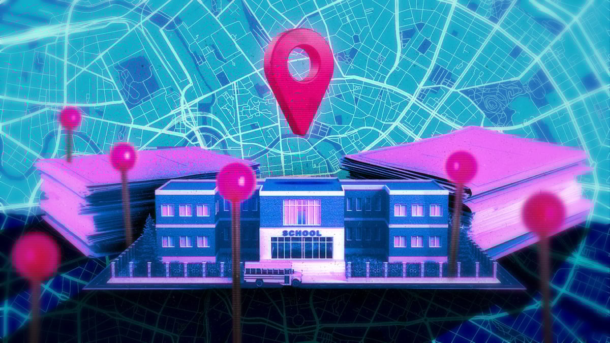 School hallway representing policy uncertainty in K-12 AI governance