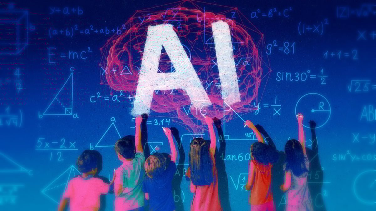 Students learning about AI in a classroom setting