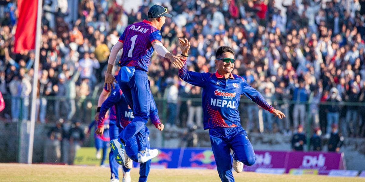 Nepali cricket team players in action during a recent tournament