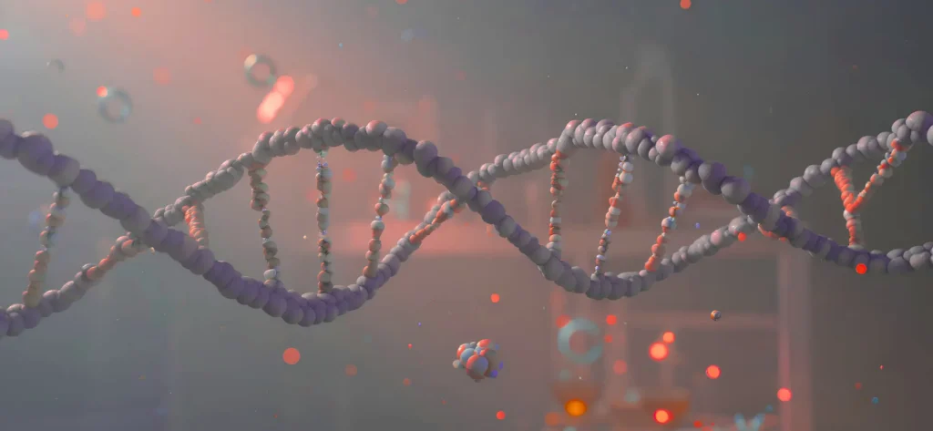 Infographic illustrating the connection between metabolites, DNA, and mental health conditions