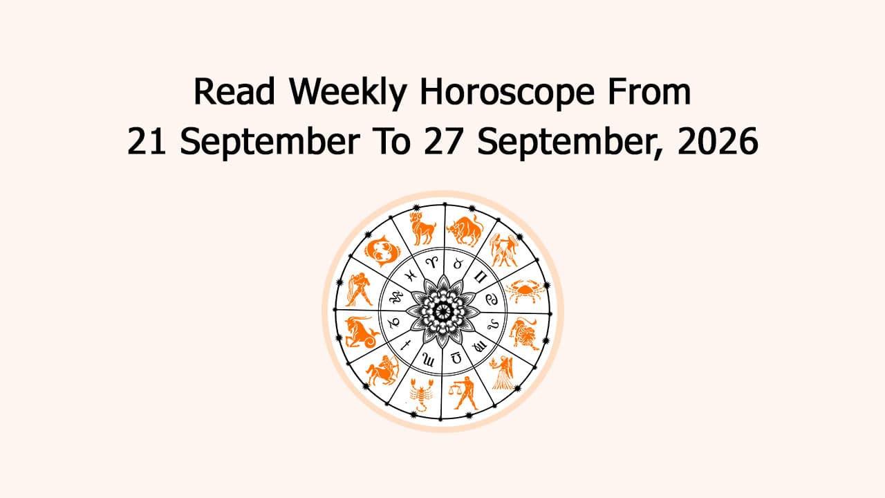 Weekly horoscope graphic from AstroSage covering September 21–27, 2026