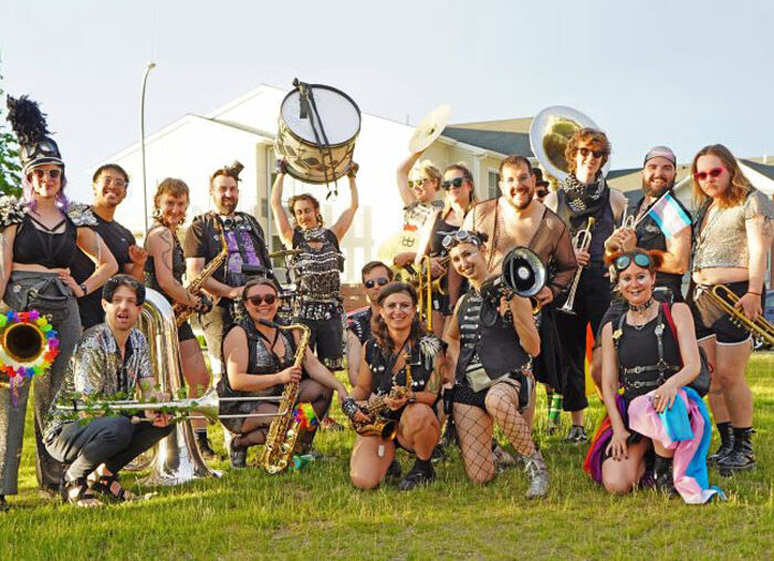 Euphonia festival performers engaging with the audience in a brass-band style