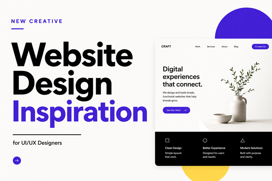 Creative website design inspiration spread showing layout ideas for UI/UX designers