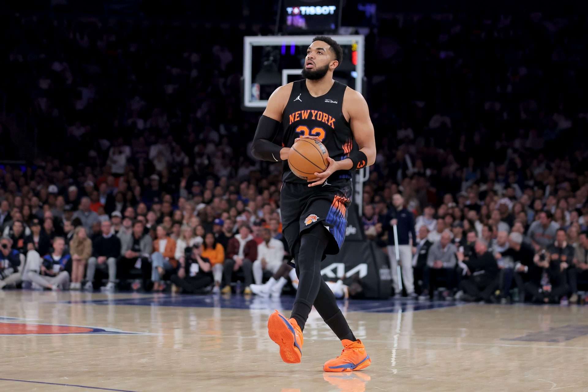 Karl-Anthony Towns amid trade rumors surrounding the New York Knicks in 2026