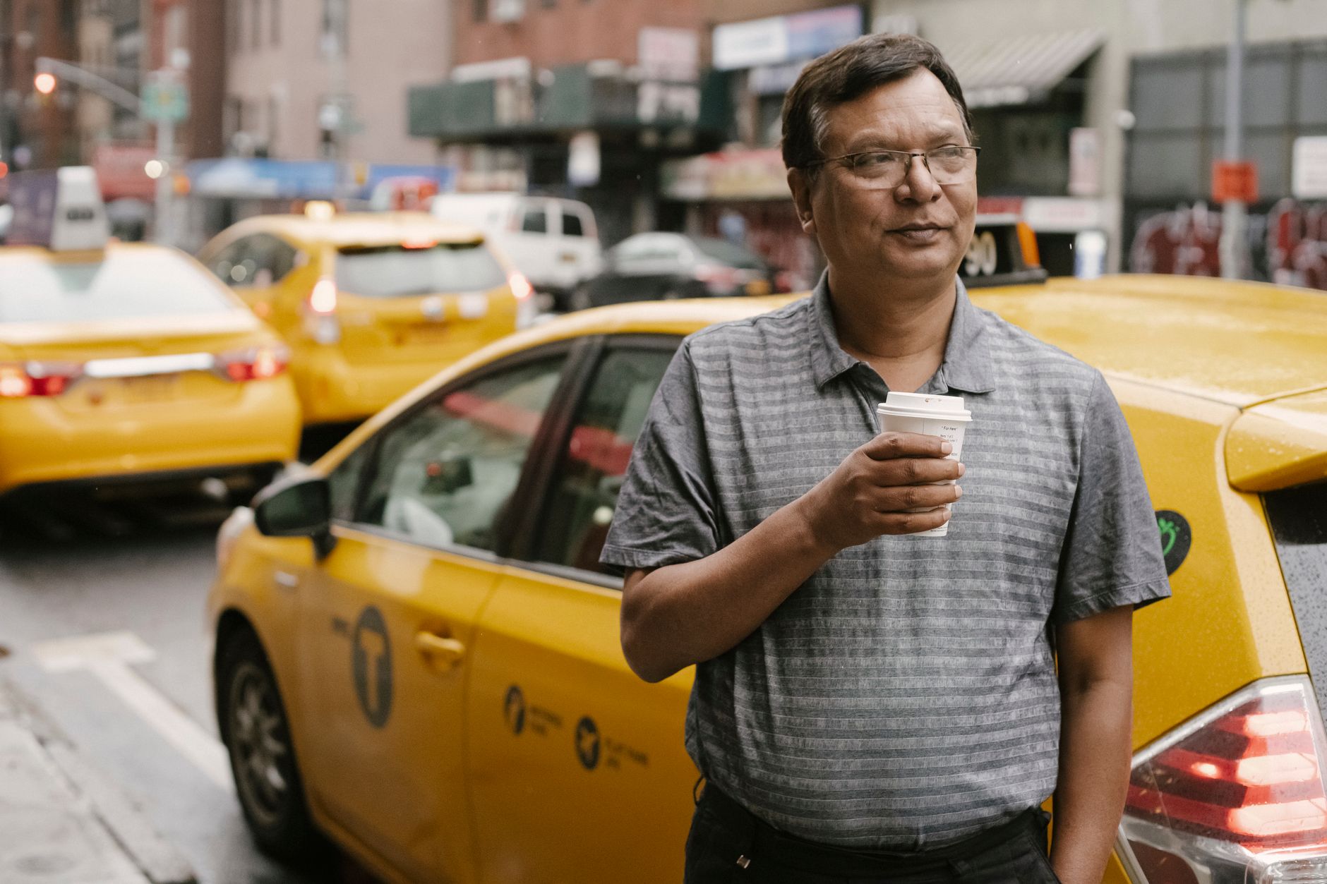 NYC barista at specialty coffee counter
