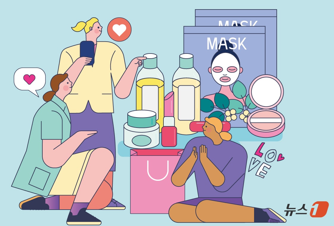 Korean cosmetics displays inside a US mass-retail beauty studio