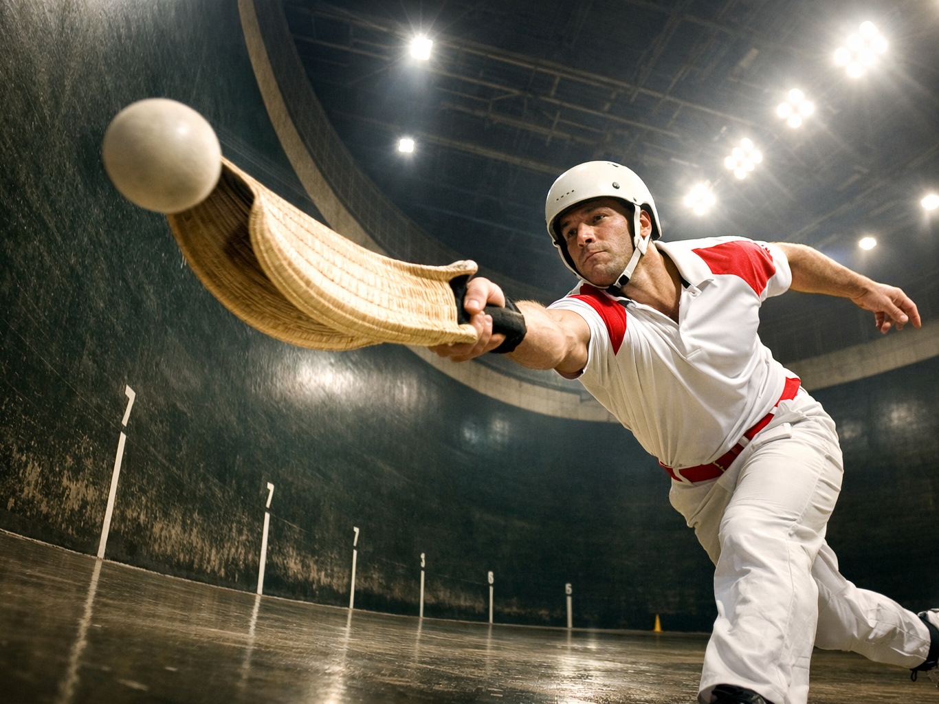 Jai Alai action shot from the World Jai Alai League