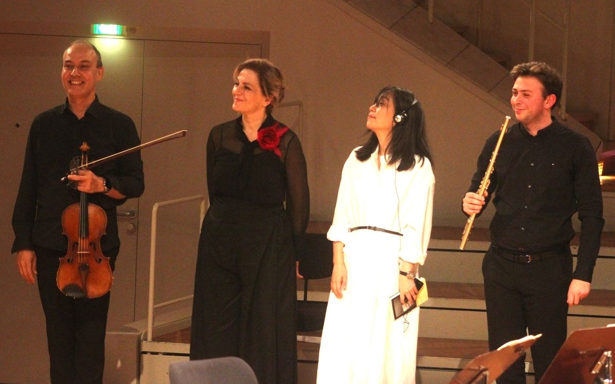 Han Kang speaking at the Berlin Philharmonic event