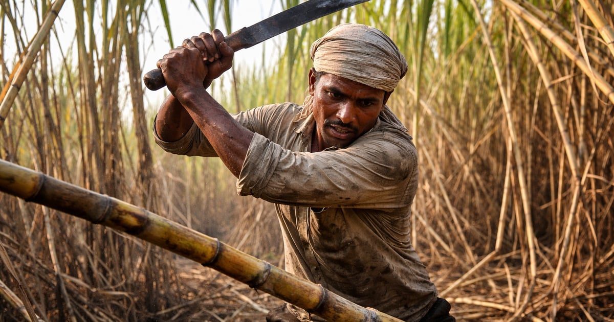 Sugar cane field in India
