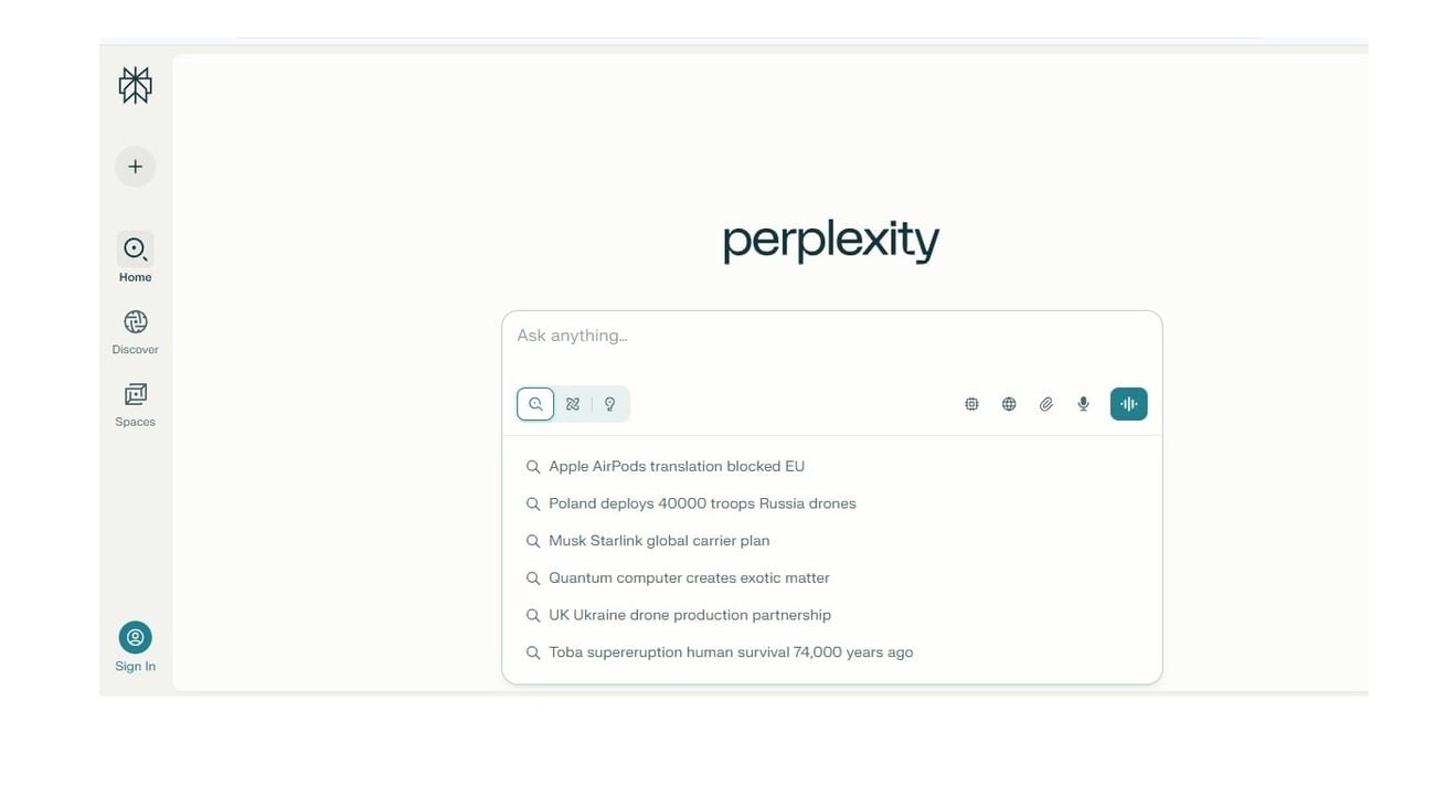 Perplexity AI answer engine interface