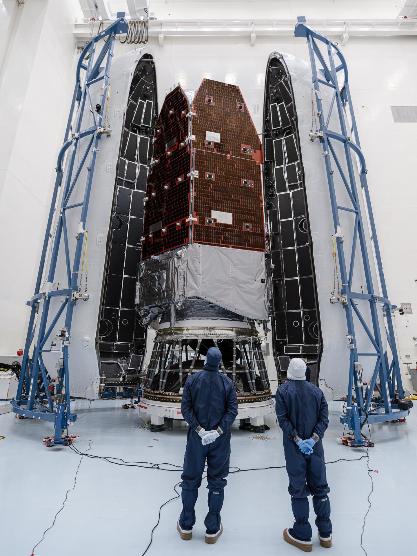 Nancy Grace Roman Telescope enclosed in SpaceX Falcon Heavy Rocket Fairing