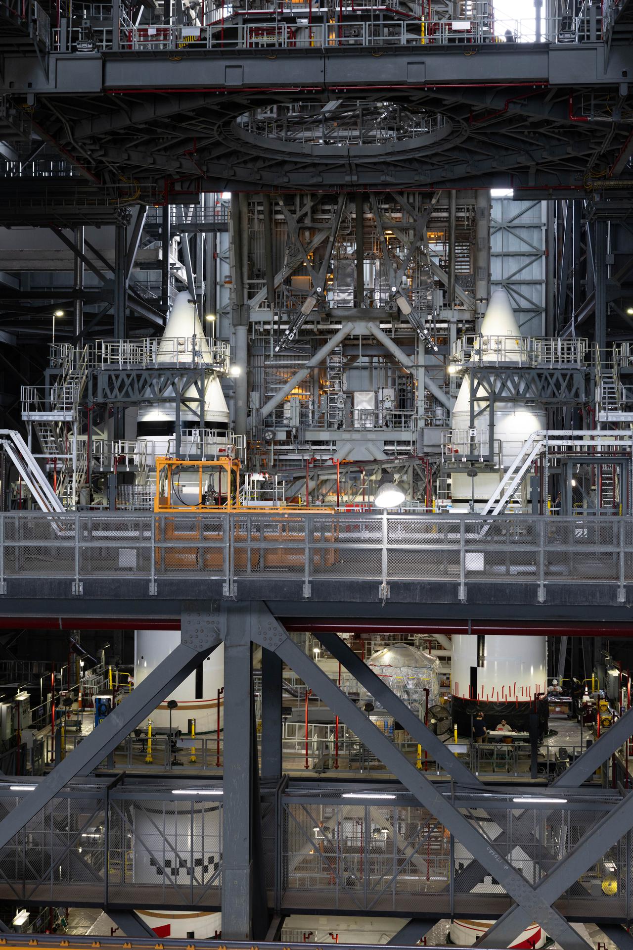 Artemis III booster stacking progress at Kennedy Space Center