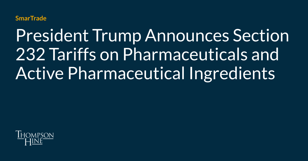 Section 232 pharmaceutical tariff announcement banner